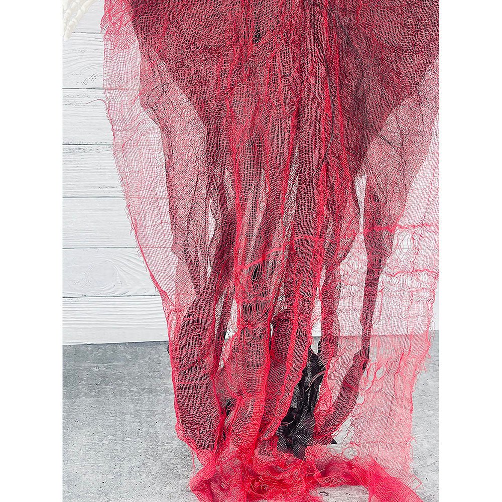 Red Hanging Long-Haired Ghost Halloween Decor