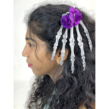 Skeleton Hand Hair Clip – Purple