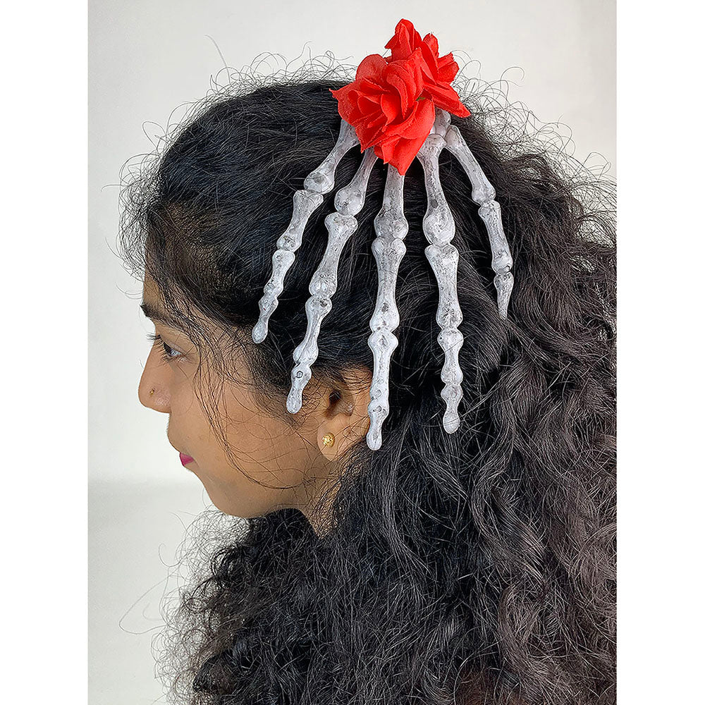 Skeleton Hand Hair Clip – Red