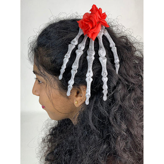 Skeleton Hand Hair Clip – Red