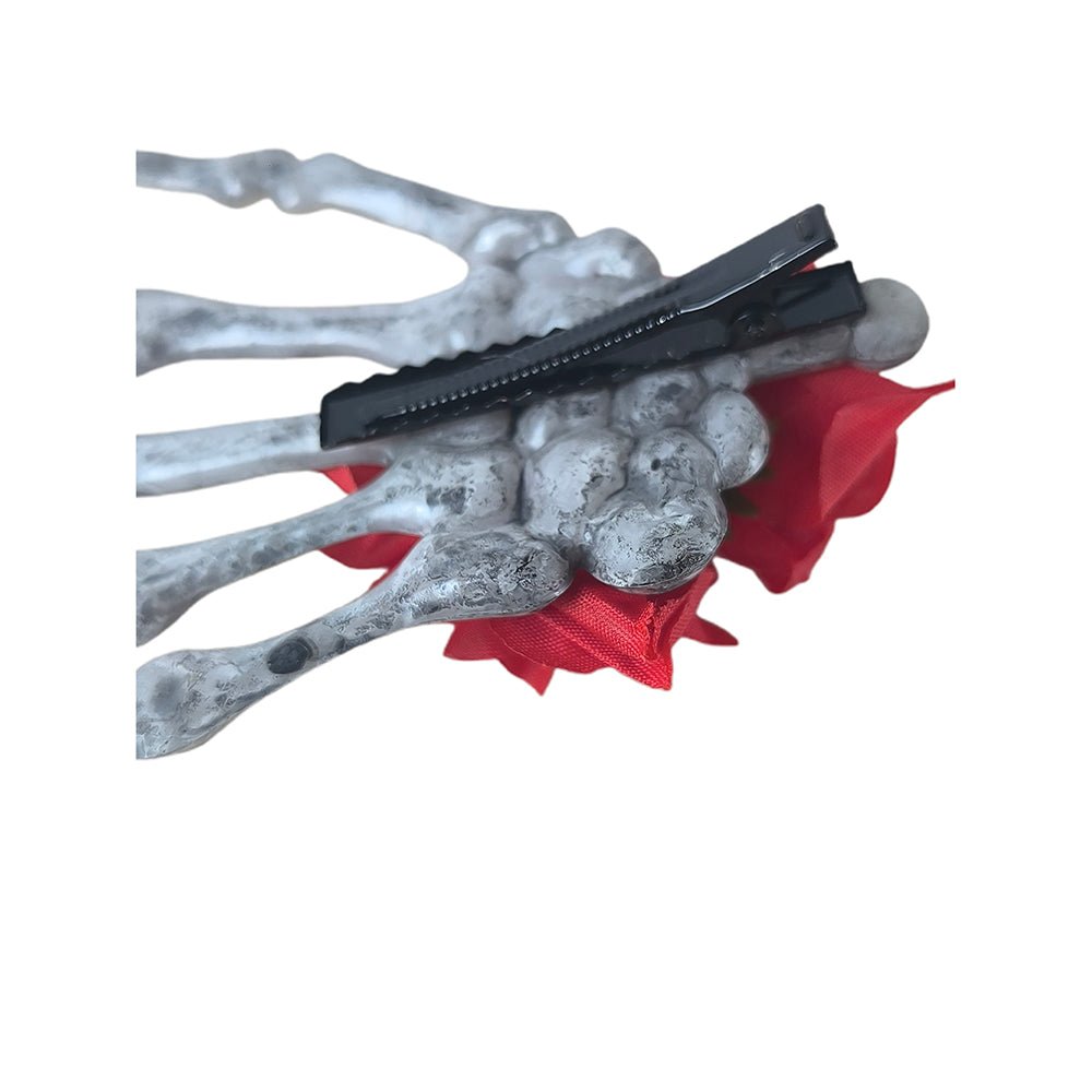 Skeleton Hand Hair Clip – Red