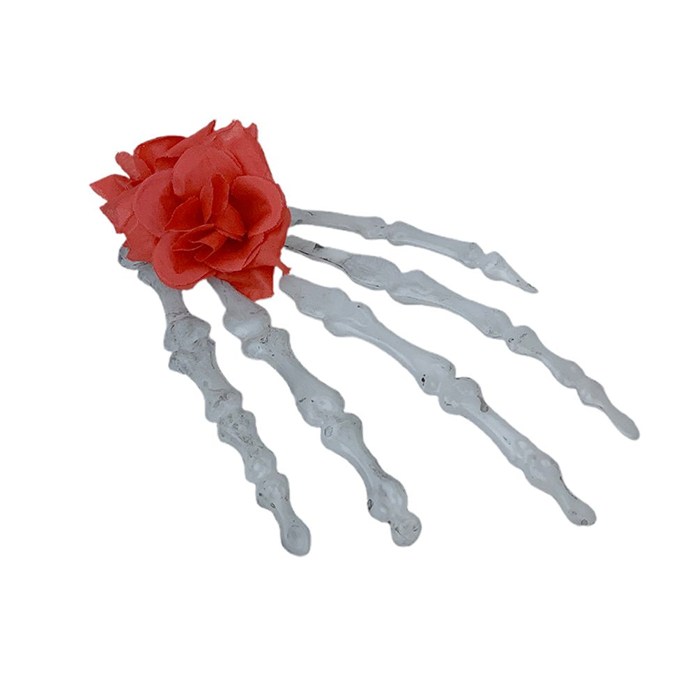 Skeleton Hand Hair Clip – Red