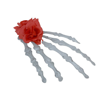 Skeleton Hand Hair Clip – Red