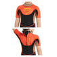 Superhero Brown & Orange 2.5mm Neoprene Knee Length Kids Swimsuit, Half Sleeves Swimwear - Little Surprise BoxSuperhero Brown & Orange 2.5mm Neoprene Knee Length Kids Swimsuit, Half Sleeves Swimwear