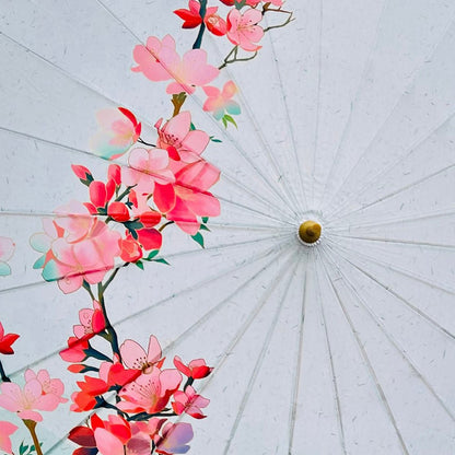 Teal & Pink Floral, Chinese Canopy Style Rain and All season Umbrella - Little Surprise BoxTeal & Pink Floral, Chinese Canopy Style Rain and All season Umbrella
