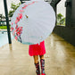 Teal & Pink Floral, Chinese Canopy Style Rain and All season Umbrella - Little Surprise BoxTeal & Pink Floral, Chinese Canopy Style Rain and All season Umbrella