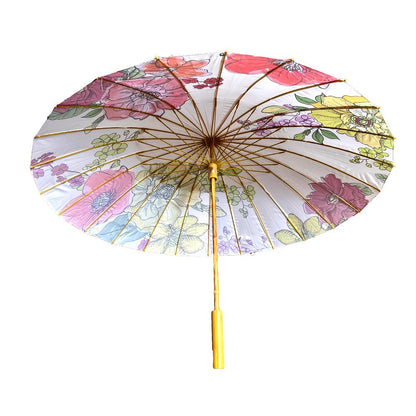 Watercolour Flowers, Chinese Canopy Style Rain and All season Umbrella - Little Surprise BoxWatercolour Flowers, Chinese Canopy Style Rain and All season Umbrella