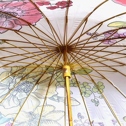 Watercolour Flowers, Chinese Canopy Style Rain and All season Umbrella - Little Surprise BoxWatercolour Flowers, Chinese Canopy Style Rain and All season Umbrella