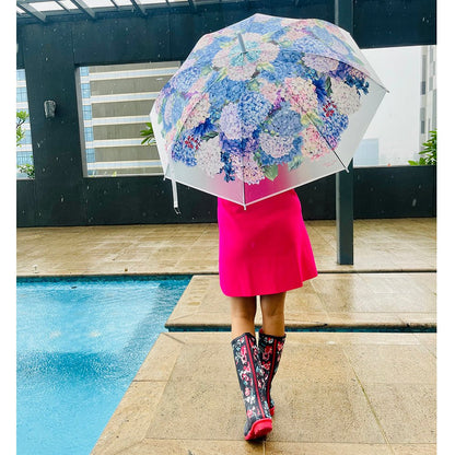 White Hydrangea Bunch Floral Print Translucent All-season Umbrella for Kids & Adults - Little Surprise BoxWhite Hydrangea Bunch Floral Print Translucent All-season Umbrella for Kids & Adults