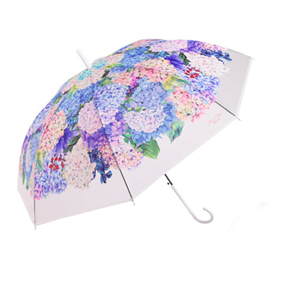 White Hydrangea Bunch Floral Print Translucent All-season Umbrella for Kids & Adults - Little Surprise BoxWhite Hydrangea Bunch Floral Print Translucent All-season Umbrella for Kids & Adults
