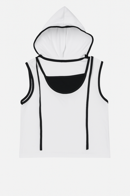 Sleeveless Hooded T-Shirt and Shorts Clothing Set For Girls