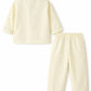 Premium Cotton Striped Kids Nightsuit Set with Butterfly Patch – Cream Yellow