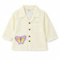 Premium Cotton Striped Kids Nightsuit Set with Butterfly Patch – Cream Yellow