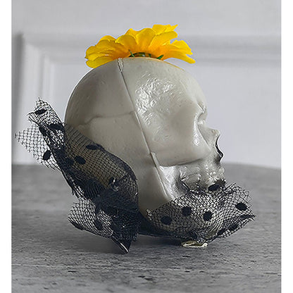 Yellow Flower Skull Alligator Clip