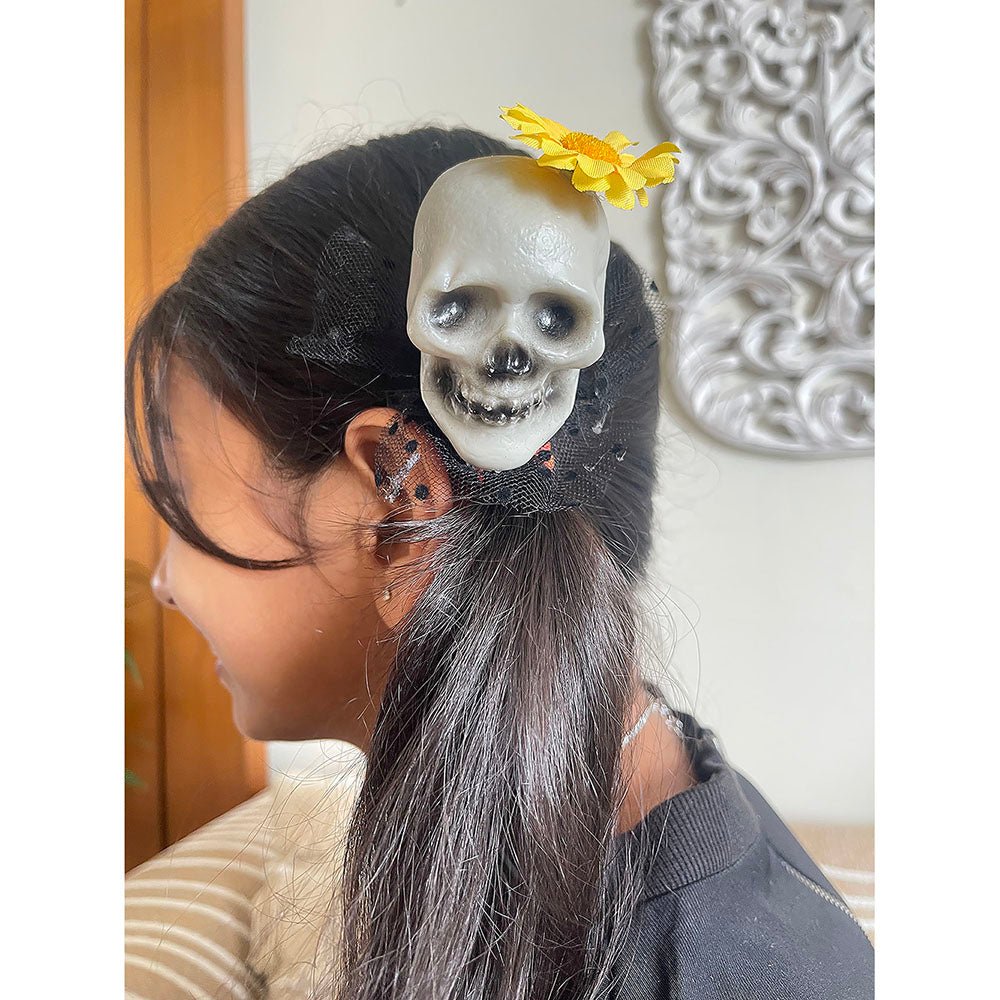 Yellow Flower Skull Alligator Clip