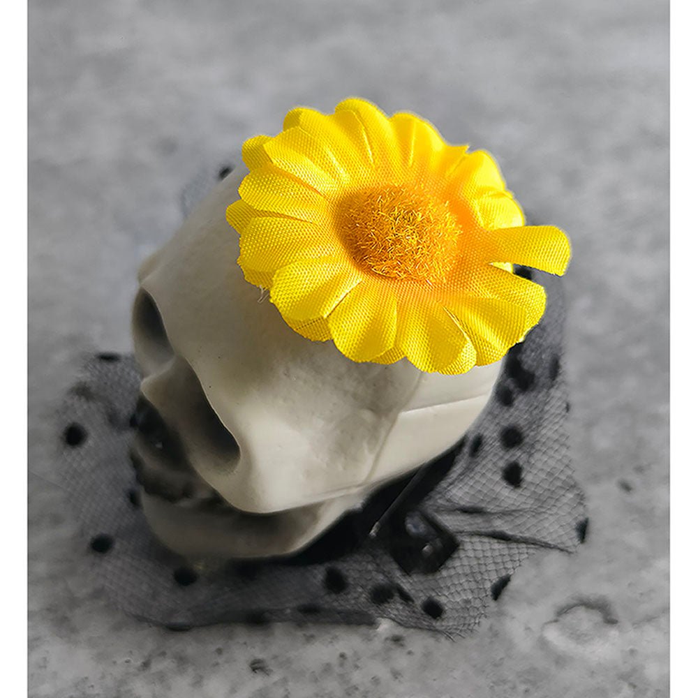 Yellow Flower Skull Alligator Clip