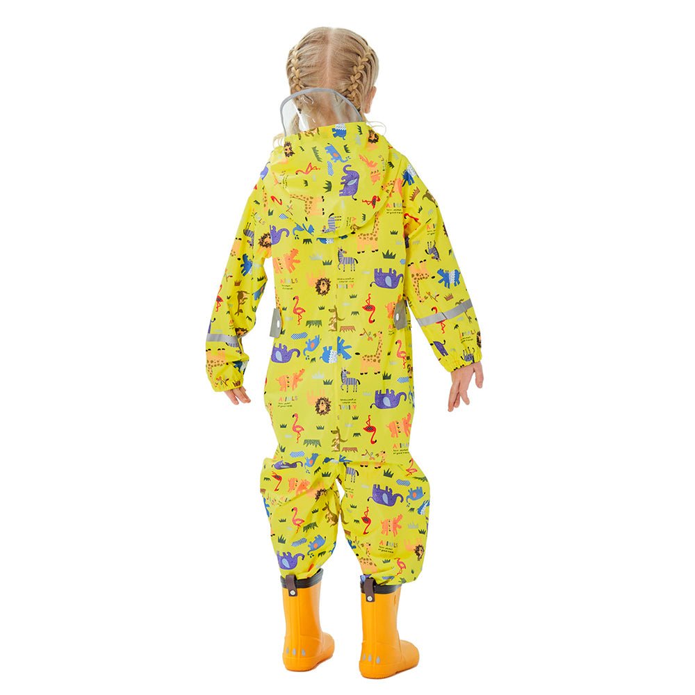 Yellow Safari Kingdom Theme All Over Jumpsuit / Playsuit Raincoat for Kids - Little Surprise BoxYellow Safari Kingdom Theme All Over Jumpsuit / Playsuit Raincoat for Kids