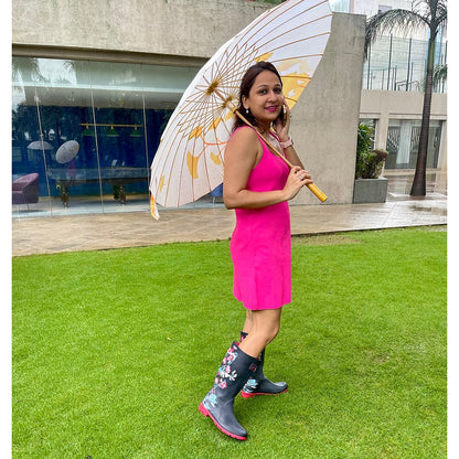 Yellow Stem, Chinese Canopy Style Rain and All season Umbrella - Little Surprise BoxYellow Stem, Chinese Canopy Style Rain and All season Umbrella
